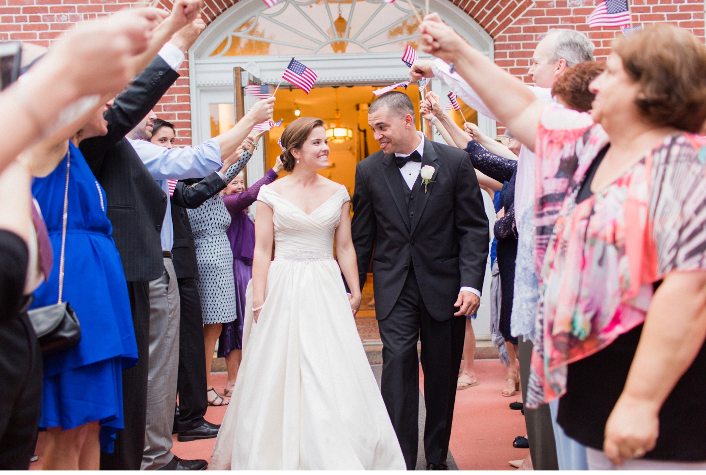 American Flag Wedding Exit | Kentland Mansion Wedding by Alisandra Photography