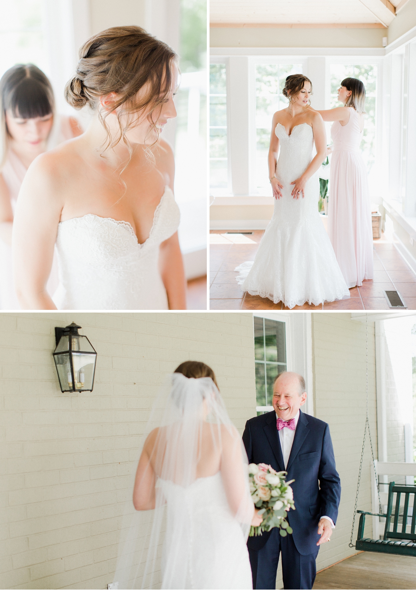 Father Daughter first look at Big Spring Farm Wedding by Alisandra Photography
