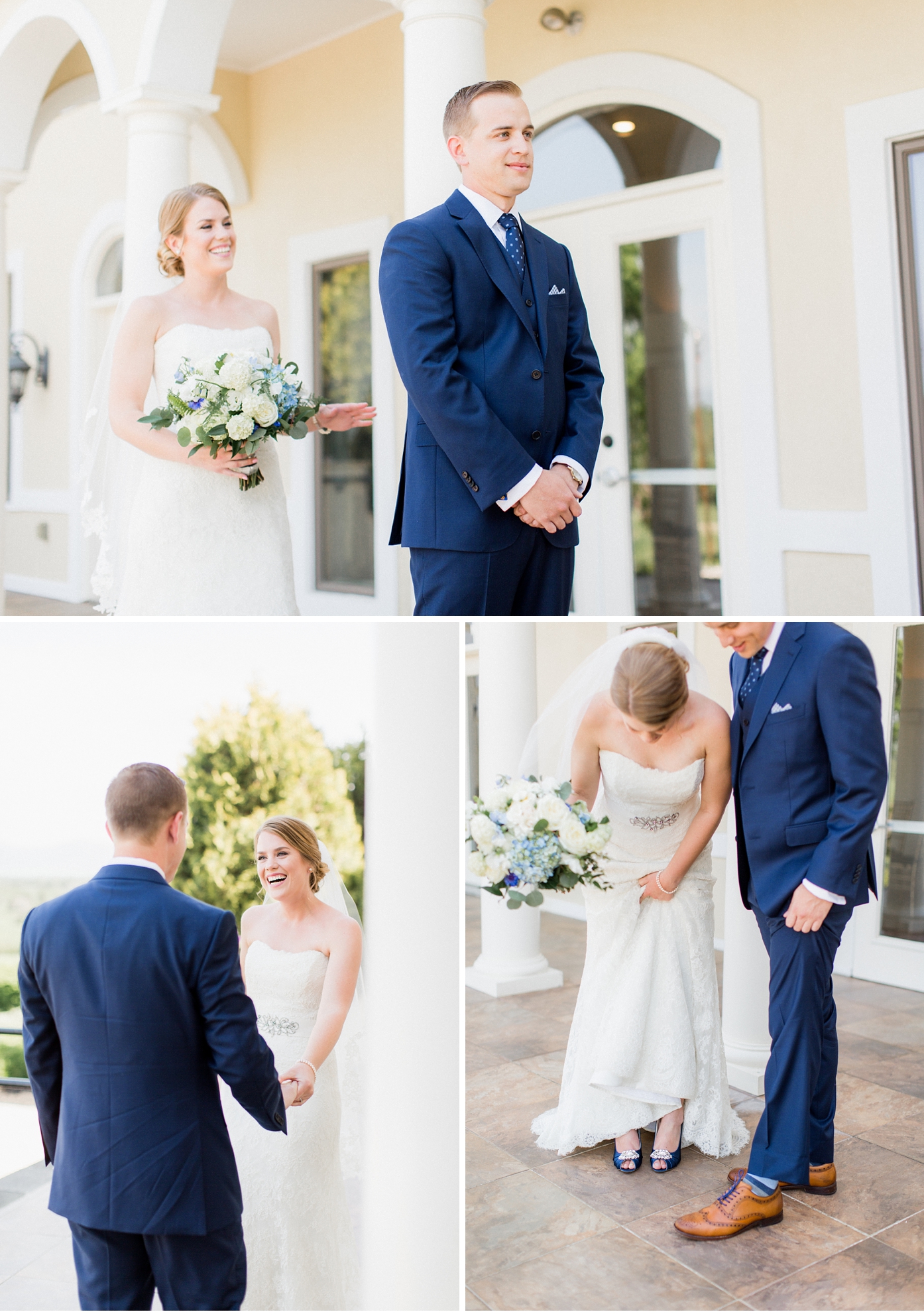 First Look | Blue Ridge Mountain Wedding at CrossKeys Vineyard by Alisandra Photography