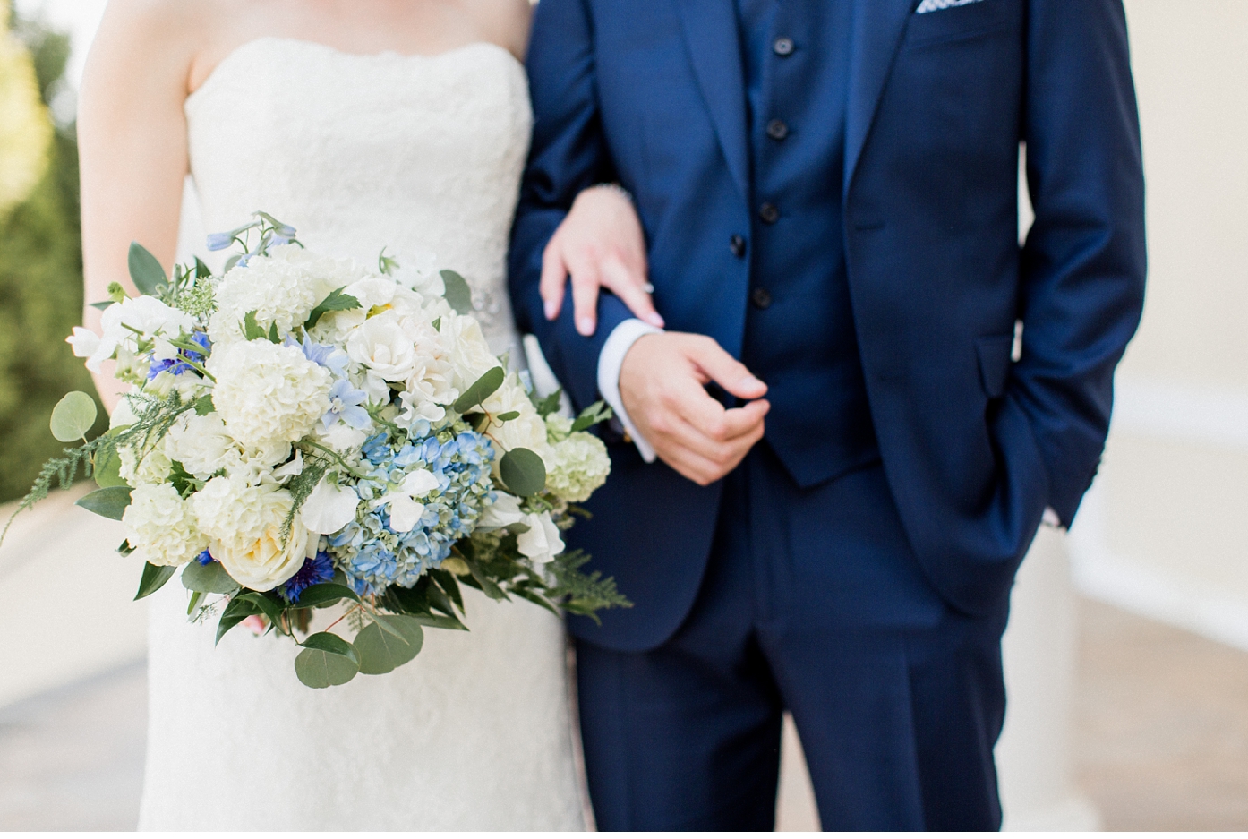 Blue and White Bridal Bouquet | Blue Ridge Mountain Wedding at CrossKeys Vineyard by Alisandra Photography