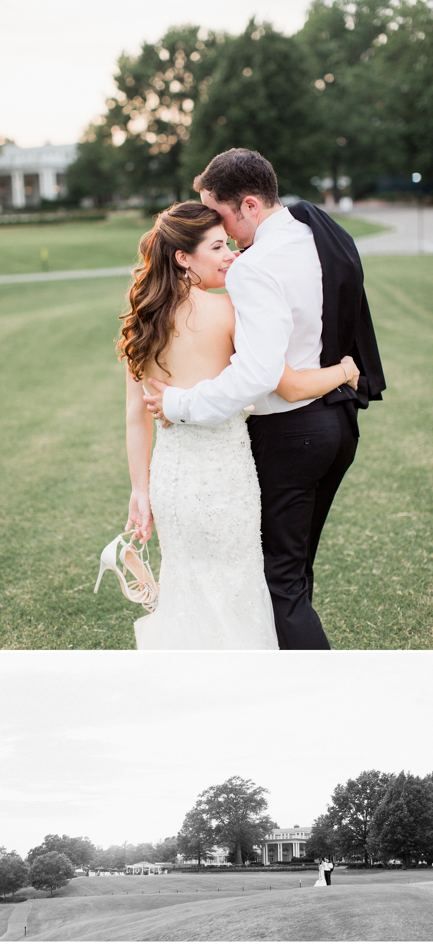 Golden Light Bride and Groom Portraits at Country Club of Virginia by Alisandra Photography
