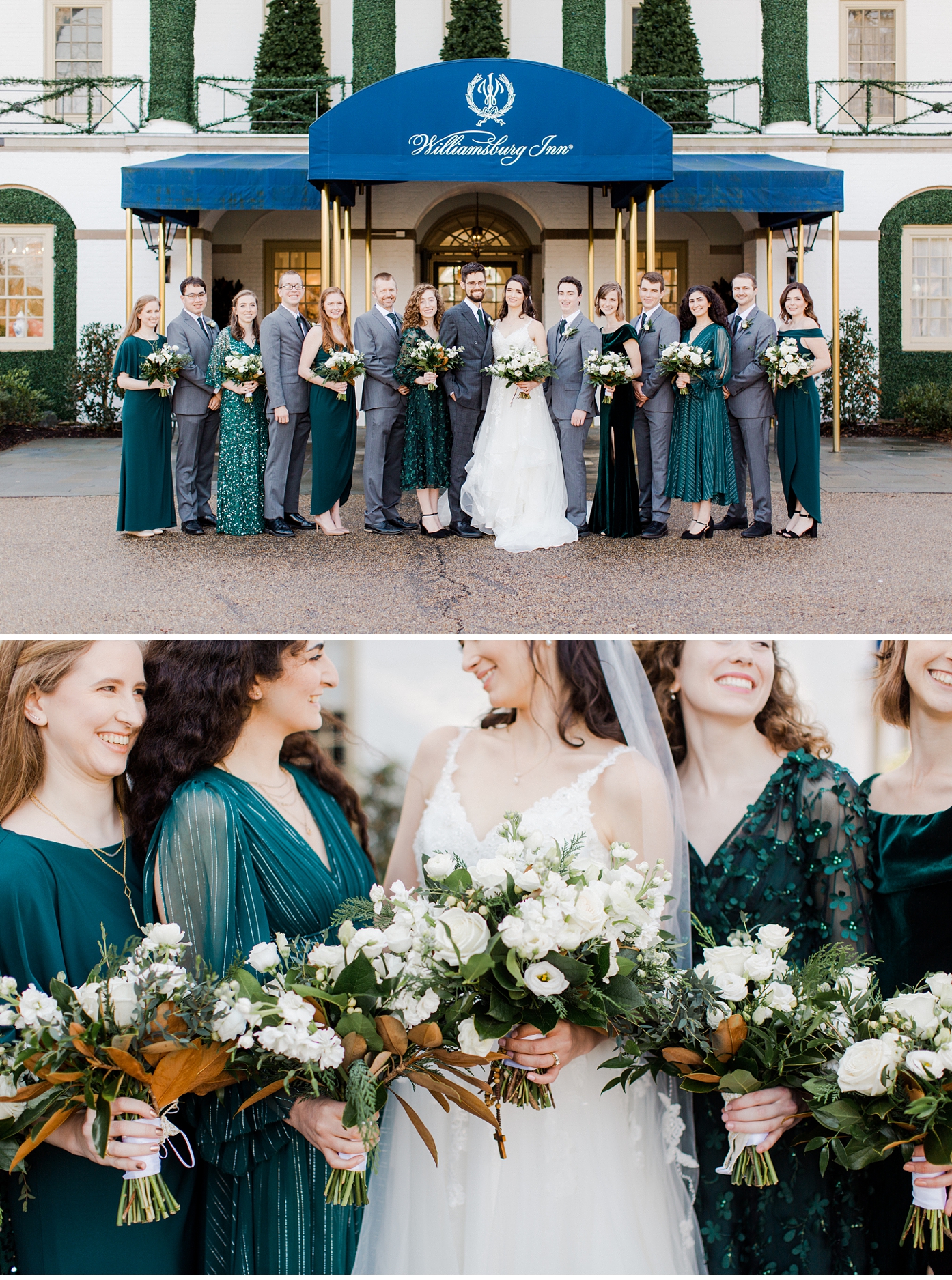 Williamsburg Inn Wedding with Emerald Bridesmaid Dresses