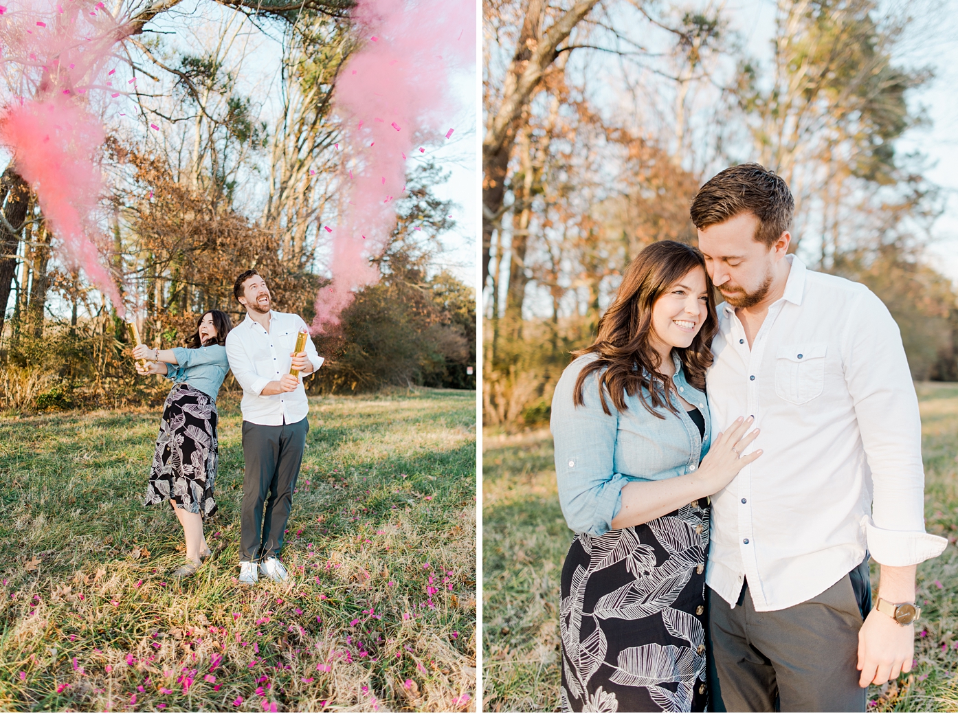 Baby Girl Gender Reveal Photos with Smoke Confetti Bomb
